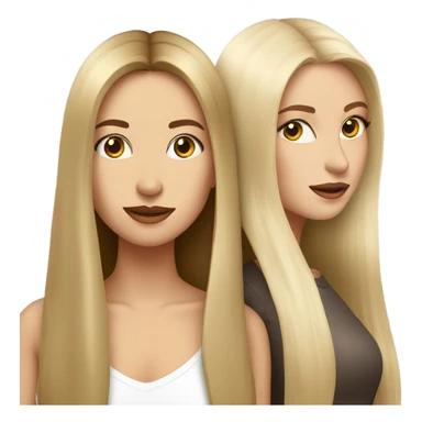 beautiful woman with long straight blonde hair kissing beautiful woman with long straight brown hair sticker