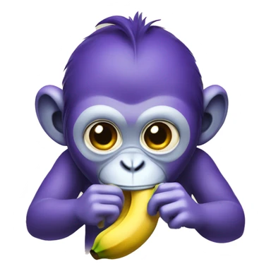 Purple monkey eats a banana sticker