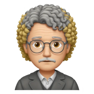 Sad male Writer with curly gray hair and glasses sticker