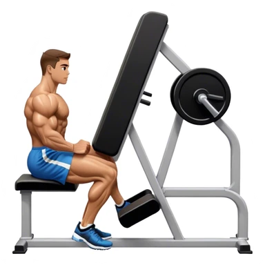 side-view bodybuilder seated weighted calf-raise machine lower leg exercise sticker