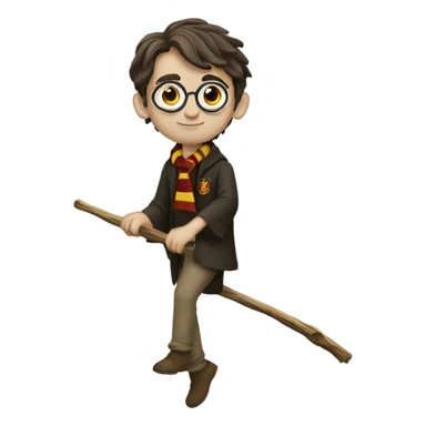 Harry Potter riding on a brook stick sticker