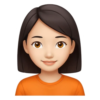 Asian slim eye girl with orange shirt sticker