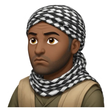 an angry Iraqi, in profile, chest-high sticker