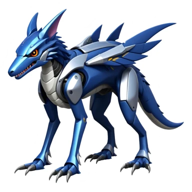 Futuristic Mechanical Sergal-raptor-nargacuga-vernid, 4 legs, full body sticker