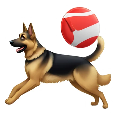 German Shepherd, catching red frisbee sticker