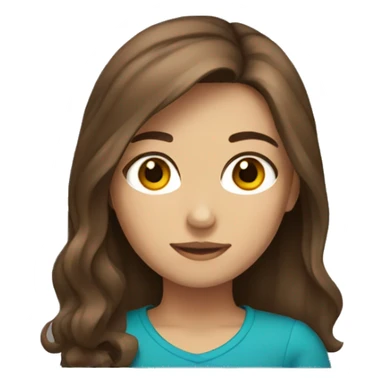 Girl with medium brown hair and brown eyes sticker
