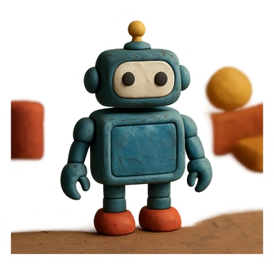 claymation style AI robot sticker