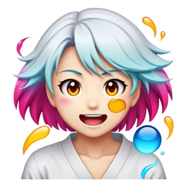Cinematic Realistic Manga Comics Emoji, depicted as a dynamic stylized illustration inspired by Japanese manga art with bold lines and expressive characters, rendered with vibrant textures and energetic colorful lighting that captures its iconic style. sticker