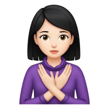 Girl with black hair holding hands around her neck  sticker