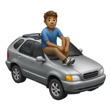 man sitting on top of car sticker