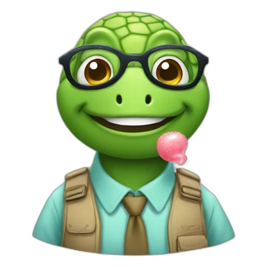 Turtle nerd with chewing gum sticker