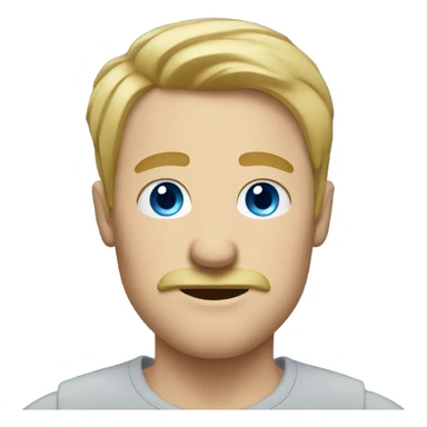 Blonde man, blue eyes with mustache sticker