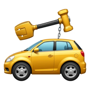 Car getting hit by hammer sticker