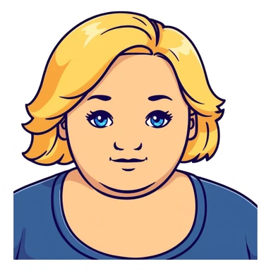 A middle aged plus size woman with blonde hair and blue eyes sticker