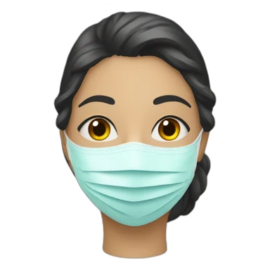 a women who wear a mask, in this mask there is a name "perji" sticker