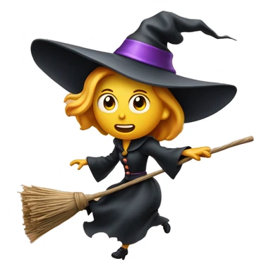 Scarry witch, flying to the left on a broom, throwing candy. sticker