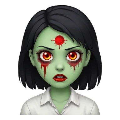 zombie girl with white shirt but similar to this with green skin black hair sticker