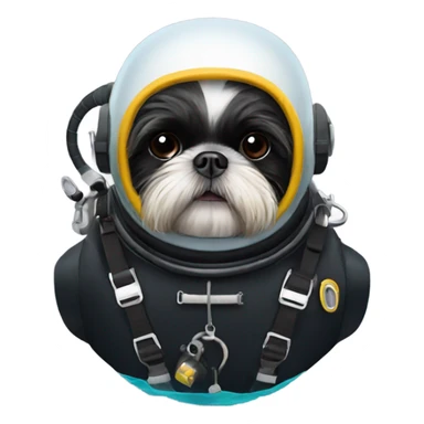 Black Shih tzu as scuba diver sticker