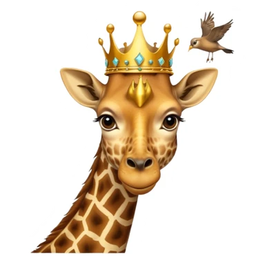 giraffe with jewellery and crown with birds flying around head sticker