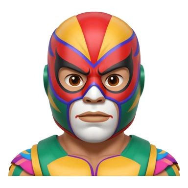 Mexican wrestler portrait, head and shoulders only, colorful luchador mask, muscular collar, confident expression, 3D cartoon, mobile game icon style, clean background, no text, no watermark
 sticker