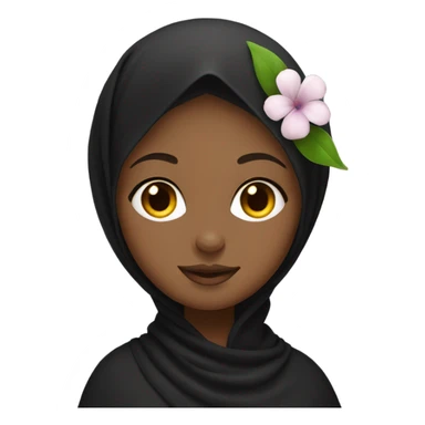 black hijab girl with flower on her hea sticker