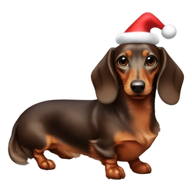 Mini long hair browndachshund dressed like Rudolph sticker
