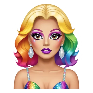 rainbow drag queen glitter sparkles babe girl makeup diva brat sticker