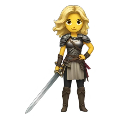 Woman blonde with sword sticker