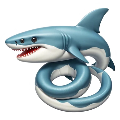 A snake hugging a shark  sticker