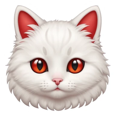 Fluffy cute kawaii white cat with red flush sticker
