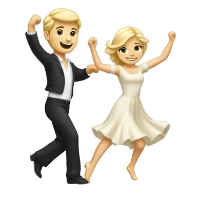 Cute fair-skin blonde white couple dancing sticker