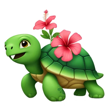 Turtle wearing a hibiscus flower sticker