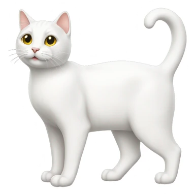 standing white cat，full body，rear view sticker