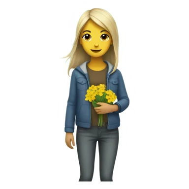 Girl and yellow flowers sticker