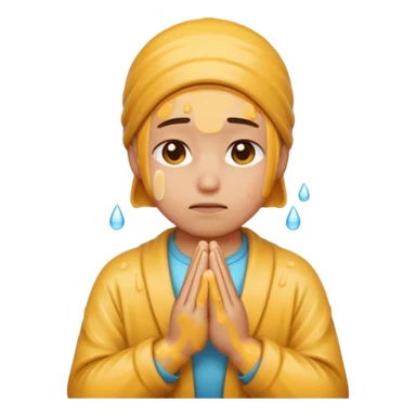 sweat face with praying emoji super realistic sticker