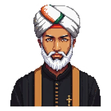 Muslim religious scholar with turban and beard, dignified expression sticker