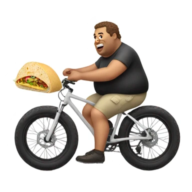 Fat white bike rider eating a burrito sticker