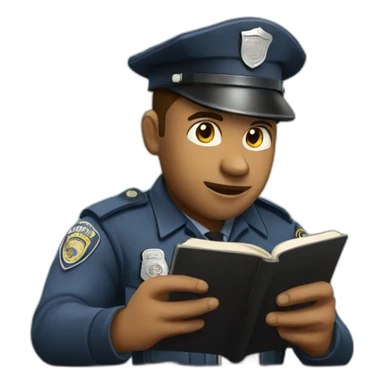 policeman reading a book realistic sticker