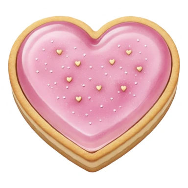 Realistic shortbread cookie in the shape of a heart with pale pink jelly middle filling and sprinkled powder sugar on top. sticker