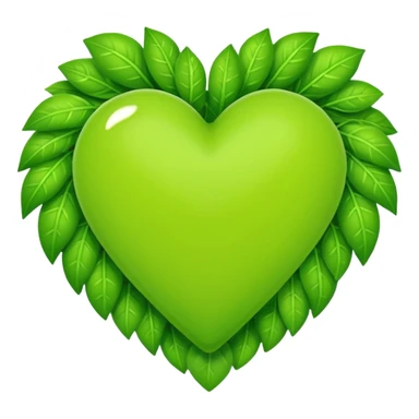lime green heart with a leaf border sticker