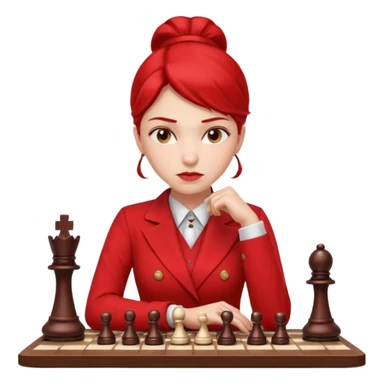 woman chess players in red outfits sticker