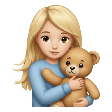 blonde balayage hair girl hugs a teddy bear sticker