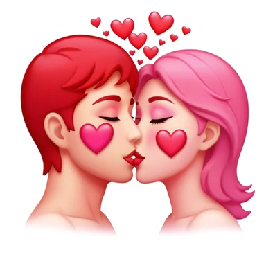 passionate kiss with hearts sticker