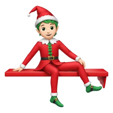 elf on the shelf sitting legs dangling over shelf sticker