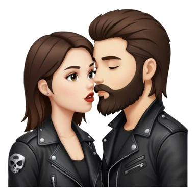 A rocker girl with kissing a brunette boy with a beard and leather jacket  sticker