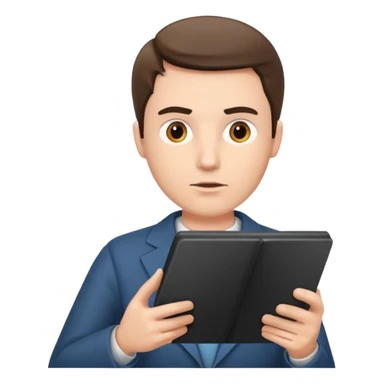 a man looks at the text from the prompter sticker