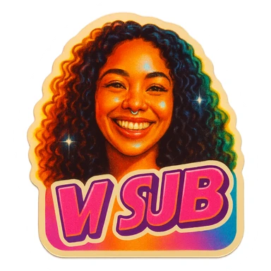 Smiling add the words W Sub in pink sticker