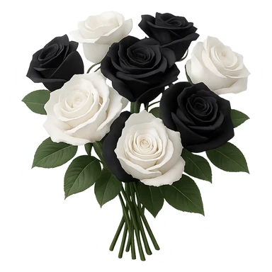 bouquet of white and black roses , remove background sticker
