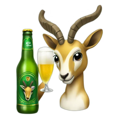 springbok wearing green and gold drinking beer sticker
