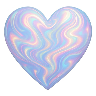 heart with a swirling opalescent pattern, digital illustration sticker
